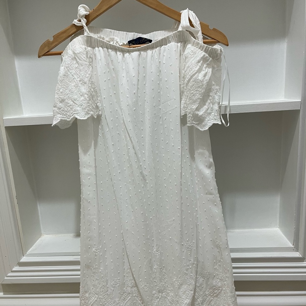 Off the shoulder dress with bows on top of shoulder